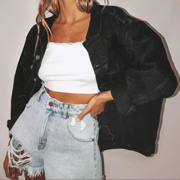 Princess Polly Phoenix Denim Jacket in Black - Picture 2 of 11